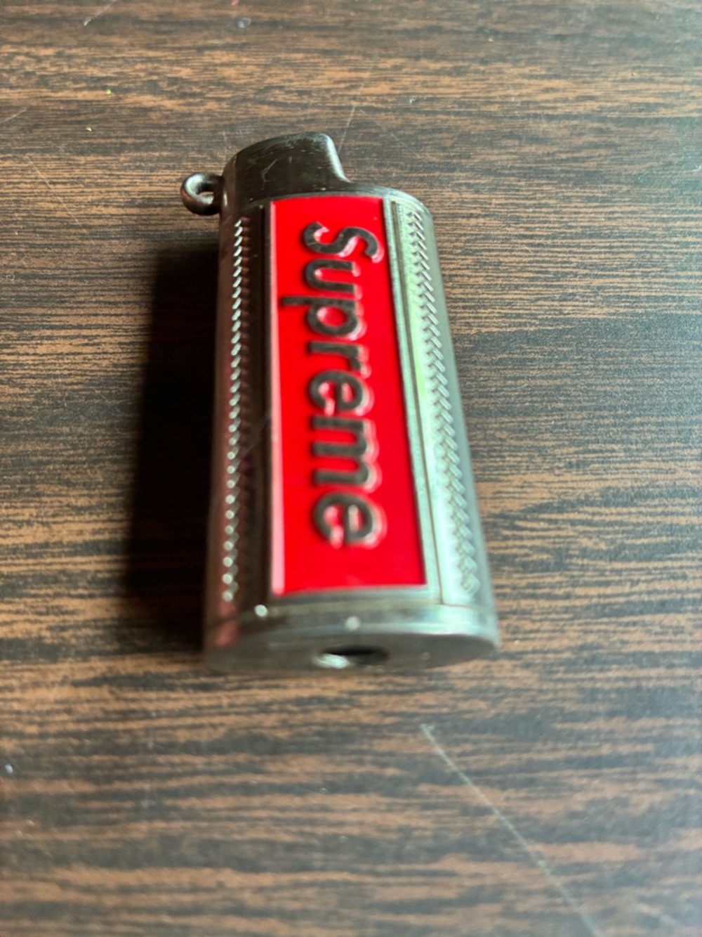 Supreme Red and Silver Metal Logo Case
